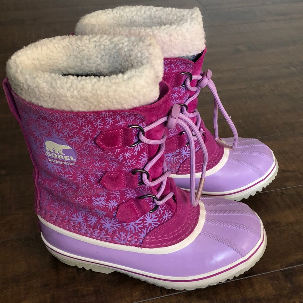 Sorel Winter Boots Purple Snowflakes 5
